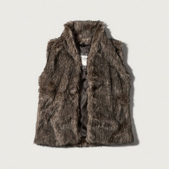 Abercrombie & Fitch Fur Vest in Brown - Picture 2 of 3